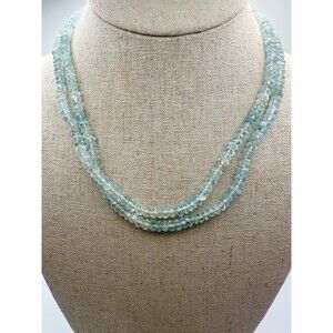 14k gold filled double layered natural aquamarine beaded Necklace 18”